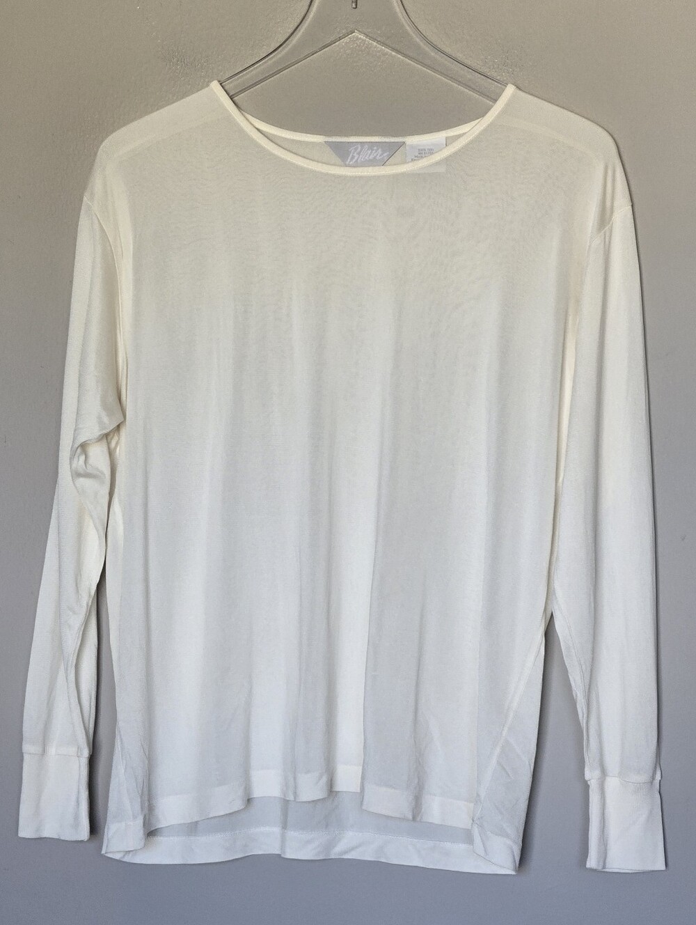 Vintage 90s Y2K Blair 100% Silk Cream Long-Sleeve WinterSilks Underlayer Top M